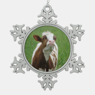 Ornement Flocon De Neige Vache laitière sur la ferme