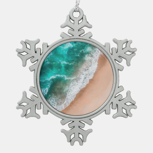 Ornement Flocon De Neige Vagues sur la plage de sable (Devant)