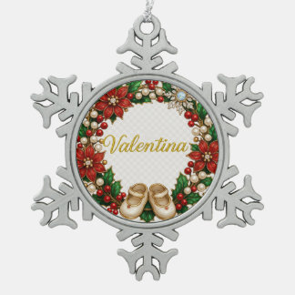 Ornement Flocon De Neige Valentina Baby’s First Christmas Keepsake Ornament