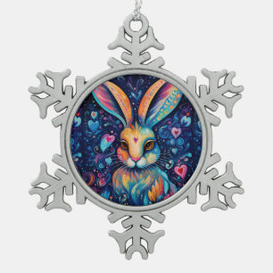Ornement Flocon De Neige Valentine Dream Hearts : Rainbow Doodle Bunny