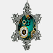 Ornement Flocon De Neige Veille bijoux Steampunk sur un Arrière - plan vert (Gauche)