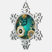 Ornement Flocon De Neige Veille bijoux Steampunk sur un Arrière - plan vert (Vue impression)