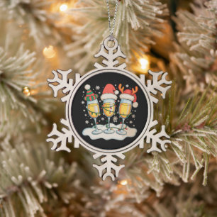 Ornement Flocon De Neige Verres à Champagne Santa Renne Noël Xmas