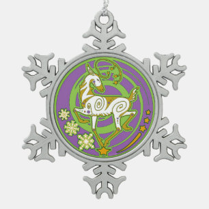 Ornement Flocon De Neige Vert 2017/pourpre d'ornement de Noël de Holidaze