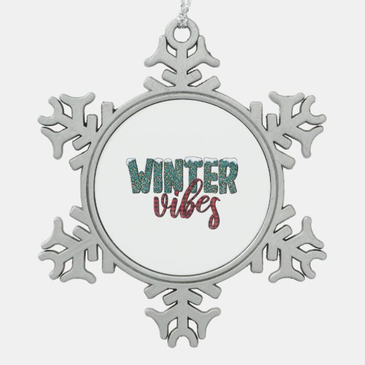Ornement Flocon De Neige Vibes d'hiver de Noël (Devant)