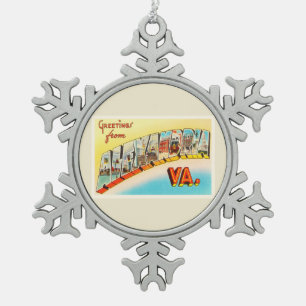 Ornement Flocon De Neige Vieille carte postale de Vintage voyage de