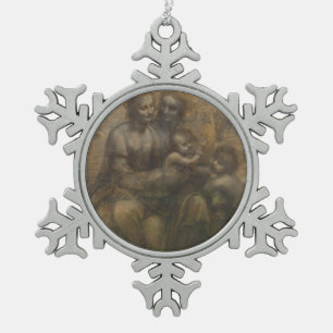 Ornement Flocon De Neige Vierge et enfant avec St Anne par Leonardo da