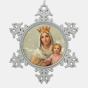 Ornement Flocon De Neige Vintage bébé Jésus & Marie