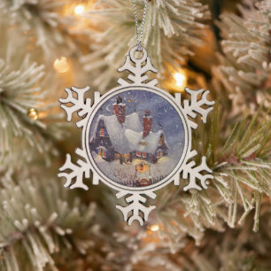 Ornement Flocon De Neige Vintage Noël, Atelier du Père Noël Pôle Nord