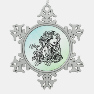 Ornement Flocon De Neige Virgo La Vierge Zodiac Vert
