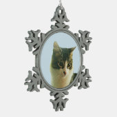 Ornement Flocon De Neige Visage de chat tabby mignon (Gauche)