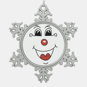 ORNEMENT FLOCON DE NEIGE VISAGE DE CLOWN