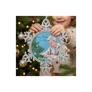 Ornement Flocon De Neige Vœu de Noël de NANNY/GRAMMY Peint à la main