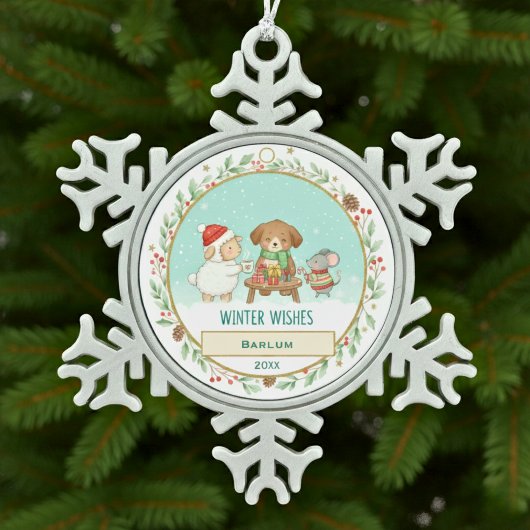 Ornement Flocon De Neige Vœux d'hiver