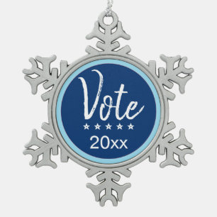 Ornement Flocon De Neige Vote 2024 Élection Cinq étoiles bleu non-partisan
