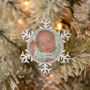 Ornement Flocon De Neige Votre photo Baby Personnalisé Premier Noël