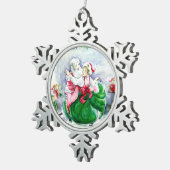 Ornement Flocon De Neige Waltzing Père Noël & Mme Claus Snowflake Ornament (Vue impression)
