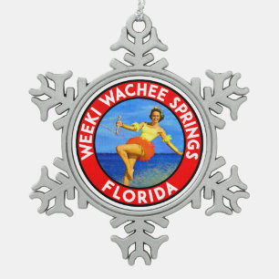 Ornement Flocon De Neige Weeki Wachee Springs Floride Ski de ski nautique