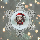 Ornement Flocon De Neige Weimaraner Aquarelle Chien Santa Hat Premier Noël