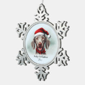 Ornement Flocon De Neige Weimaraner Aquarelle Chien Santa Hat Premier Noël (Vue impression)