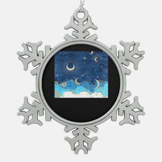 Ornement Flocon De Neige Whimsigoth Nuages Sun Moon Witchy Classic (Devant)