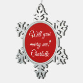 Ornement Flocon De Neige Will You Marry Me rouge script personnalisé propos (Vue impression)