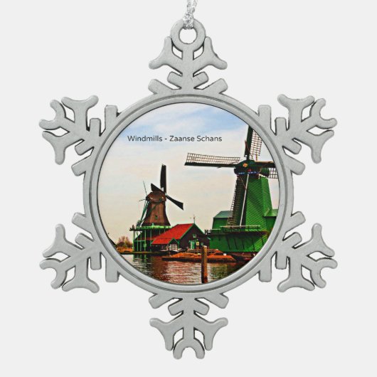 Ornement Flocon De Neige Windmills, Zaanse Schans, Hollande, (Devant)