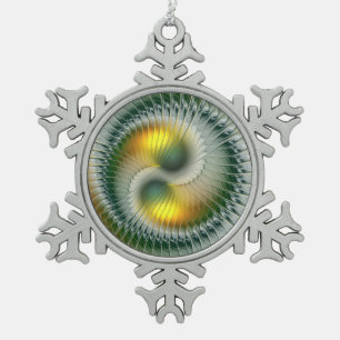 Ornement Flocon De Neige Yin Yang couleurs de Noël Art Abstrait fractal