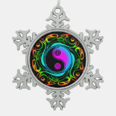 Ornement Flocon De Neige Yin Yang Psychedelic Rainbow Tattoo (Devant)