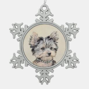 Ornement Flocon De Neige Yorkshire Terrier Puppy Peinture Chien original