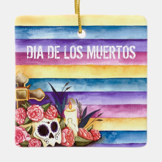 Ornement floral de Skull Dia de los Muertos | (Devant)
