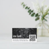 Ornement floral QR Code Tattoo Art Carte de visite (Debout devant)