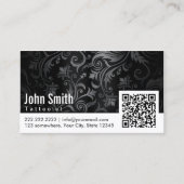 Ornement floral QR Code Tattoo Art Carte de visite (Devant)