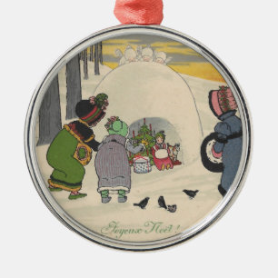 Ornement français vintage de Noël de filles de