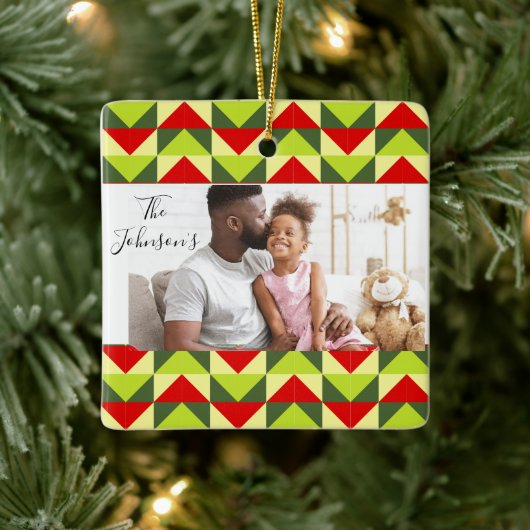 Ornement géométrique Nom personnalisé Année et pho (Arbre)