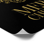 Ornement Gold Snowflake joyeux affiche de Noël (Coin)