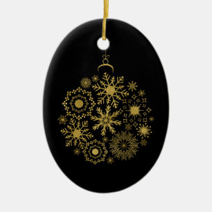 Ornement Gold Snowflake Joyeux ornement de Noël