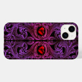 Ornement Goth violet avec coeur iPhone 6 Coque (Verso (horizontal))