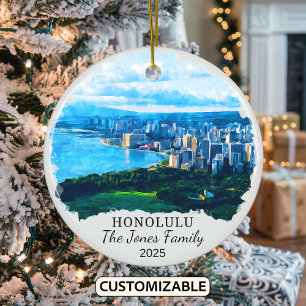 Ornement Honolulu personnalisé, cadeau Hawaii