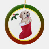 Ornement jaune de Labrador de Noël (Devant)