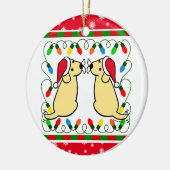 Ornement jaune jumel de Labradors Père Noël de (Gauche)