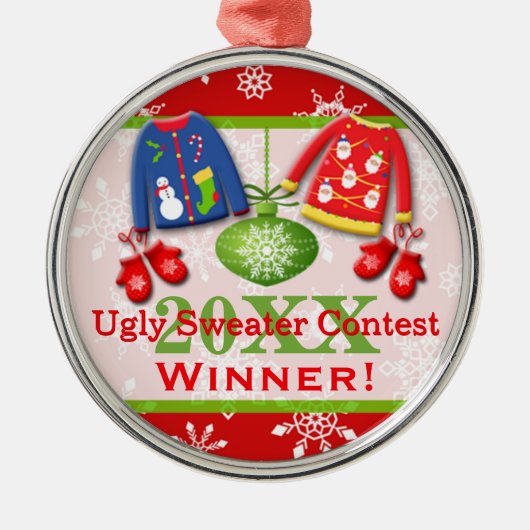 Ornement laid 5 de gagnant de concours de chandail (Devant)