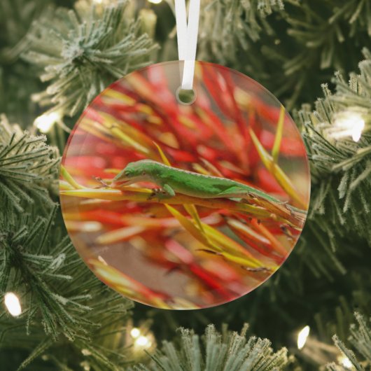 Ornement Lizard vert et Bushes rouges (Insitu)