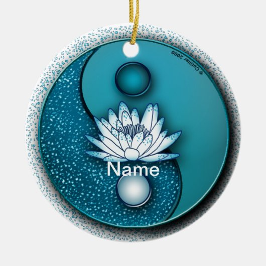 Ornement Lotus Yin Yang Bleu (Devant)