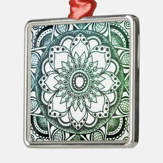 Ornement Mandala vert et bleu Sharpie (Gauche)