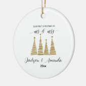 Ornement Mariage personnalisé avec nom et année (Gauche)