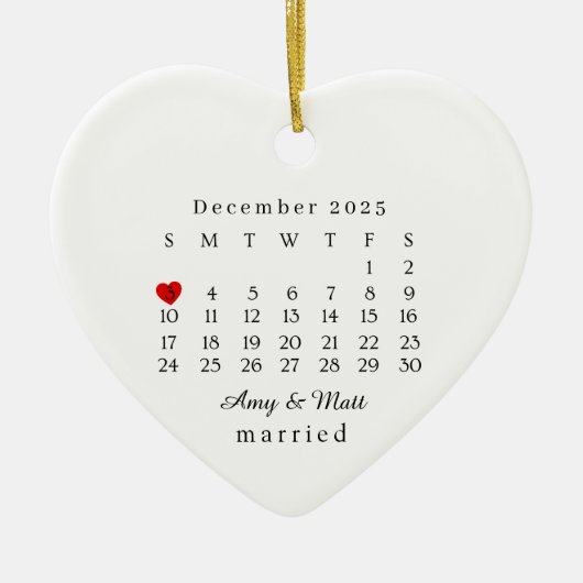 Ornement Marié, Cadeau de Mariage, Date du Mariage (Devant)