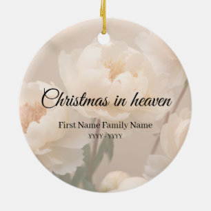 Ornement mémorial de la pivoine de Noël au ciel
