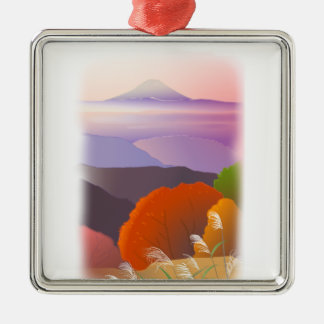 ORNEMENT MÉTALLIQUE 朝焼けに映える富士山