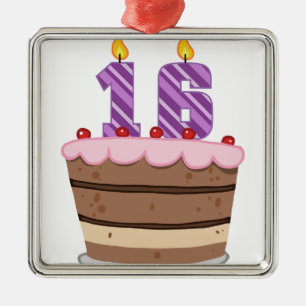 Ornement Métallique 16 ans sur le gâteau d'anniversaire